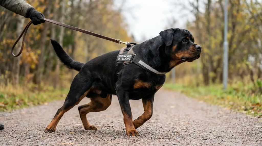 photo : Pourquoi mon Rottweiler tire en laisse : 5 solutions efficaces pour l'automne